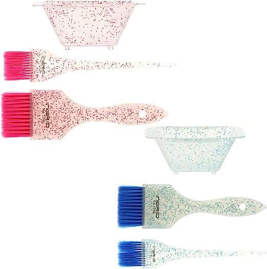 Lurrose Hair Dye Coloring Kit, Hair Color Mixing Bowl Tinting Brushes Mini Glitter Brush& Bowl Set for DIY Hairdressing