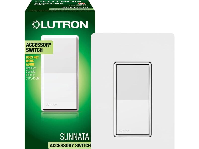 Lutron Sunnata On/Off Accessory Switch with Wallplate, only for use with Sunnata LED+ Dimmers, ST-ASW-WH, White