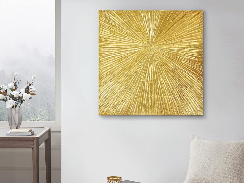 MADISON PARK SIGNATURE Sunburst Wall Art - Modern Resin Dimensional Radiant Color Hand Painted Home Décor Abstract Textured Gold 30 W x 30 H x 1.25 D