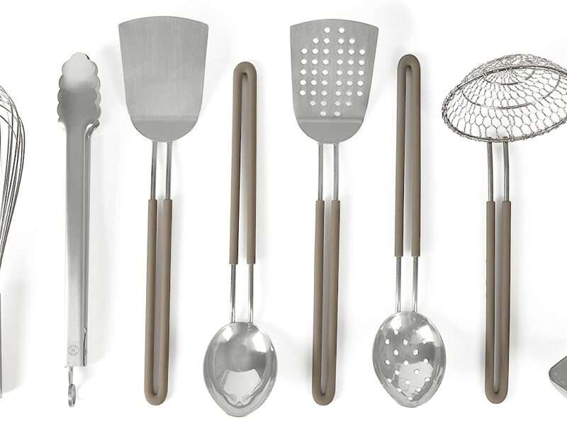 Martha Stewart 9-Piece Stainless Steel Prep & Serve Kitchen Gadget and Tool Set - Dishwasher Safe
