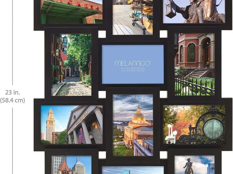 Melannco 12 Opening Collage Frame, Displays 4x6 and Six 6x4 Inch Photos, Black