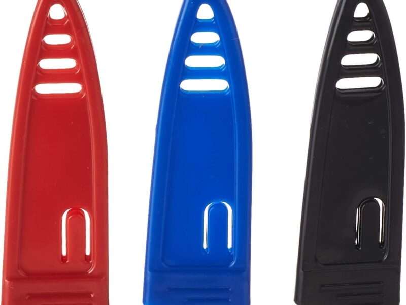 Mercer Culinary Non-Stick Paring Knives with ABS Sheaths, 4 Inch, Red/Blue/Black, 3 Pack