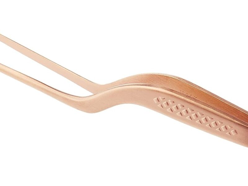 Mercer Culinary Precision Plus Chef Plating Tong, 6-1/2 Inch Offset Tip, Rose Gold