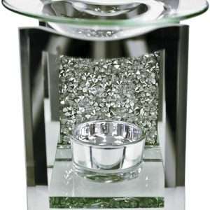 Eaglewiz Diamante Multi Crystal Mosaic Mirrored Glass Oil Burner Tea Light Candle Holder