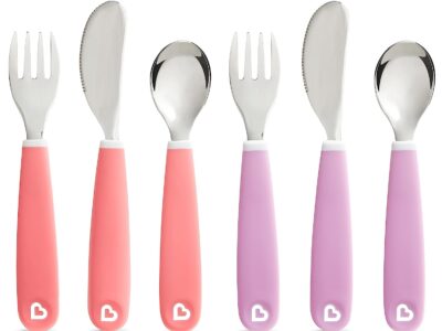 Munchkin® Splash™ Toddler Fork, Knife and Spoon Utensil Set, 6 Pack, Pink/Purple