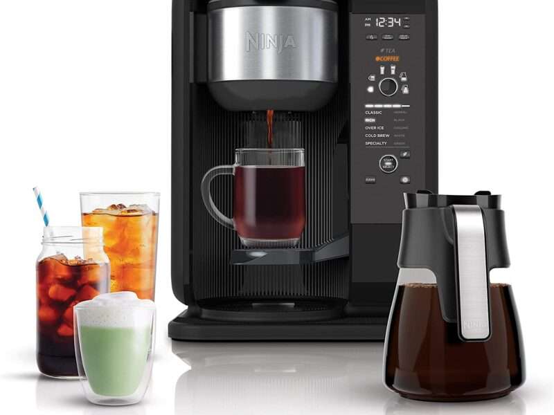 Ninja Hot and Cold Brewed System, Auto-iQ Tea and Coffee Maker with 6 Brew Sizes, 50 fluid ounces, 5 Brew Styles, Frother, Coffee & Tea Baskets with Glass Carafe (CP301),Black
