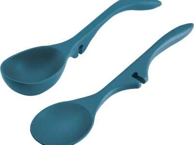 Rachael Ray Kitchen Tools and Gadgets Nonstick Utensils-Lazy Spoon and Ladle, 2 Piece, Marine Blue