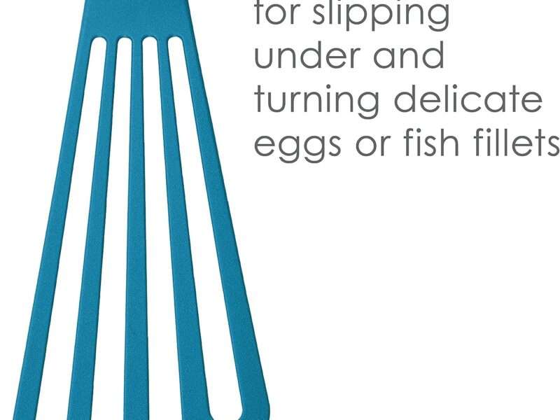 Rachael Ray KitchenTools and Gadgets Nylon Cooking Utensils Spatula Fish Turners - 2 Piece, Light Blue