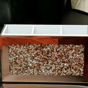 EagleWiz Rose Gold Crushed Crystal Diamante Glass Beauty box Makeup box Holder