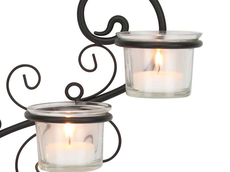 Stonebriar Decorative Tea Light Candle Holder Wall Sconce Set, 6-tealight, Black