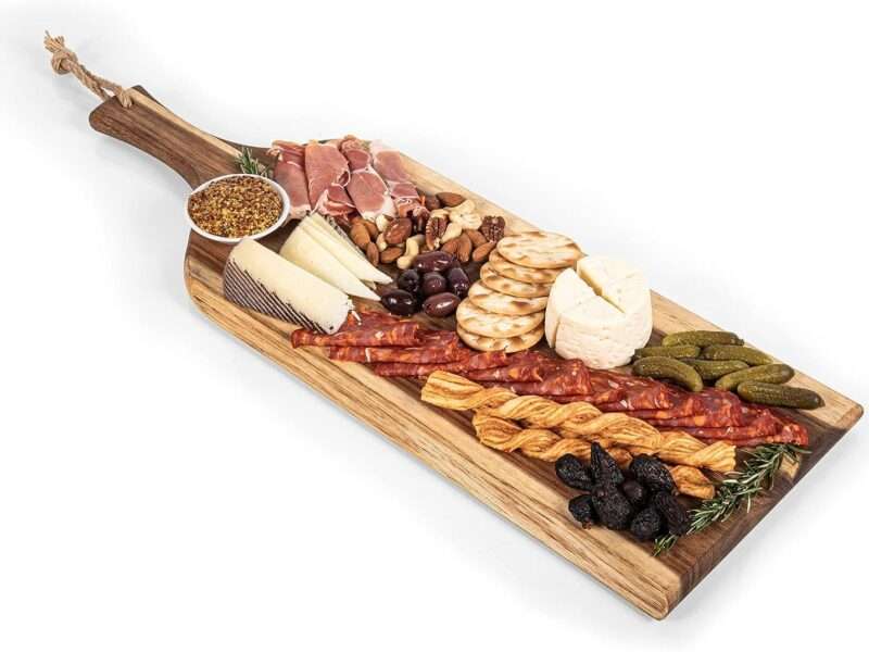 TOSCANA - a Picnic Time Brand - Artisan 24" Acacia Charcuterie Board with Raw Wood Edge, Cheese Board, Serving Platter, (Acacia Wood)