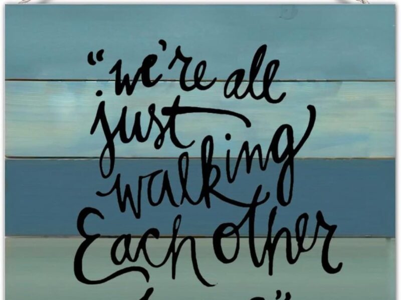 Wood Pallet Sign Plaque We're All Just Walking Each Other Home Inspirational Wood Plank Hanging Sign Farmhouse Wooden Craft Sign Home Sign Wall Hanging Decor for Front Door Indoors Outdoors 12 Inch