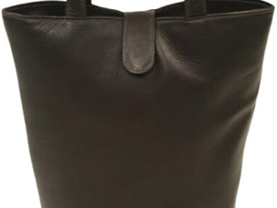 Piel Leather Doulbe Wine Tote, Saddle, One Size