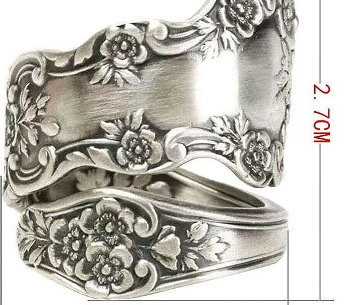 925 Sterling Silver Oxidized Spoon Ring Adjustable Ring Jewelry Gifts for Women