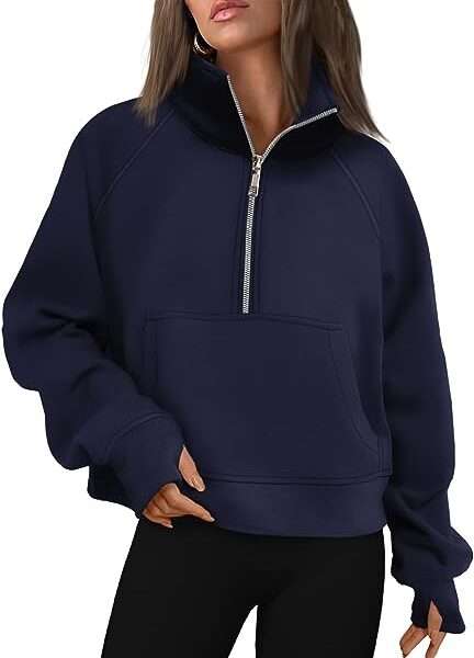 AUTOMET Womens Sweatshirts Half Zip Cropped Pullover Fleece Quarter Zipper Hoodies Fall outfits Clothes Thumb Hole