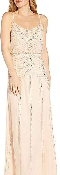 Adrianna Papell Women's Beaded blouson dress long