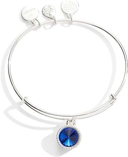 Alex and Ani Birthstones Expandable Bangle for Women, Birthday Crystal Charms, Shiny Finish, 2 to 3.5 in