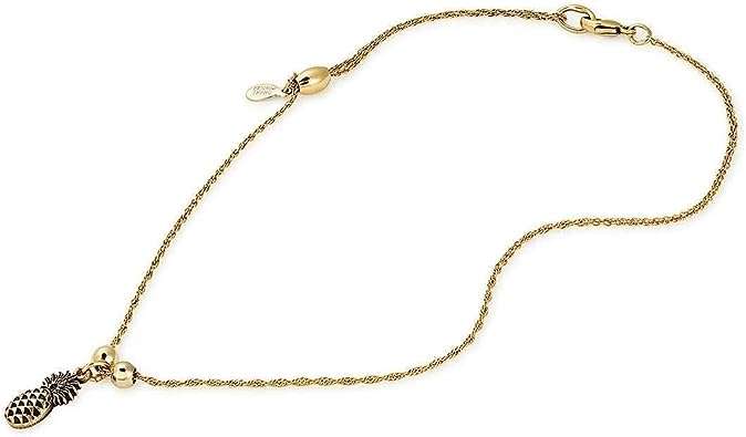 Alex and Ani Path of Symbols Adjustable Anklet for Women, Pineapple Charm, Rafaelian Gold Finish, 11.5 in