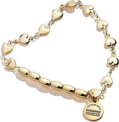 Alex and Ani Stretch Bracelet for Women, Love Heart Beads, Shiny Finish, Fits Wrists Sizes 6 to 8 in