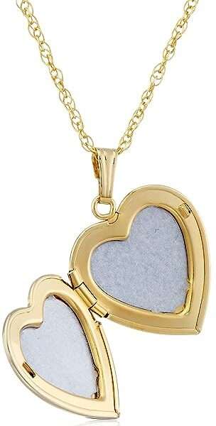 Amazon Collection 14k Engraved Flowers Heart Locket Necklace, 18"