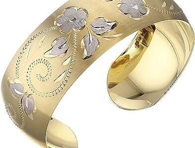 Amazon Collection 14k Yellow Gold-Filled Hand Engraved Cuff Bracelet