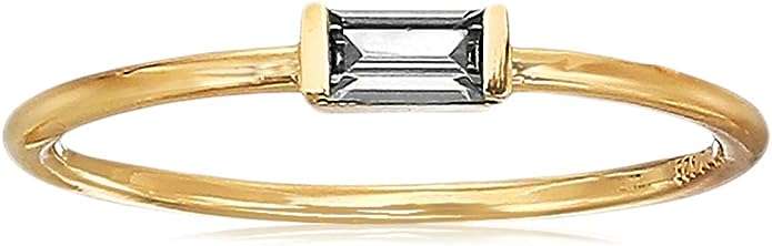 Amazon Collection 18K Yellow Gold Plated Sterling Silver Cubic Zirconia Fashion Stackable Ring