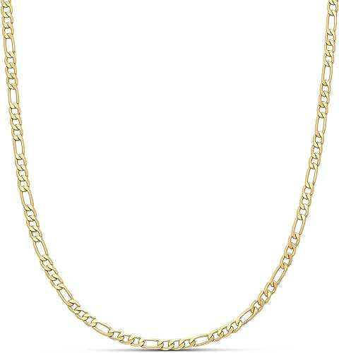 Amazon Essentials 14k Gold or Sterling Silver Plated Figaro Chain 16", 18", 20", or 24"