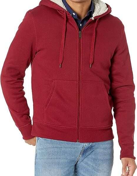 Amazon Essentials Men's Sherpa-Lined Full-Zip Hooded Fleece Sweatshirt