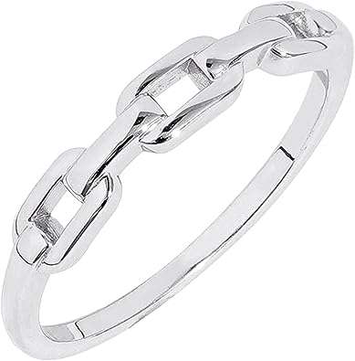 Amazon Essentials Plated Sterling Silver Chain Link Accent Ring
