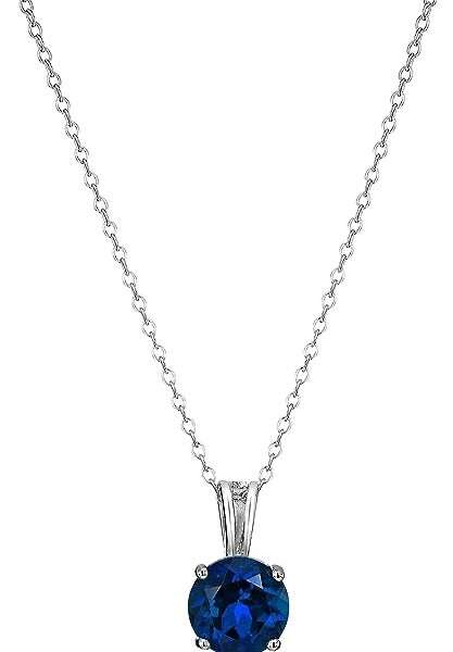Amazon Essentials Sterling Silver Round Cut Birthstone Pendant Necklace