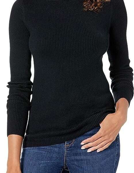 Amazon Essentials Women's Lightweight Ribbed Long-Sleeve Boat Neck Slim-Fit Sweater