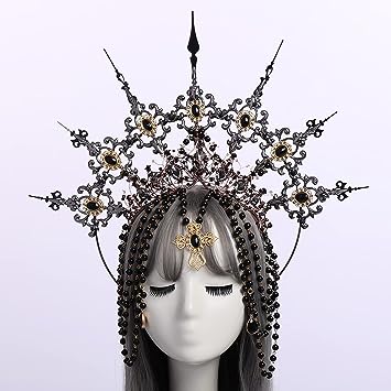BLESSUME Halo Crown Mary Goddess Headband Women Halloween Costume Headpiece (Black 4)