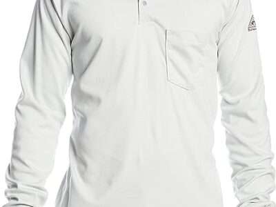 Bulwark FR Men's Tall Size Flame Resistant 6.25 Oz Cotton Long Sleeve Tagless Henley Shirt