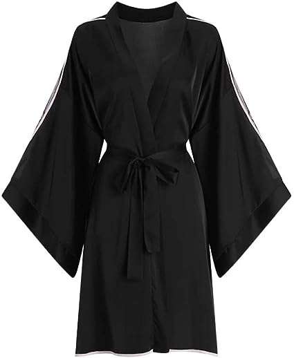 CZDYUF Satin Robes for Women Summer Kimono Silk Sleepwear Bathrobe Sexy Female Bath Robe Intimate Lingeries (Color : A, Size : One Size)