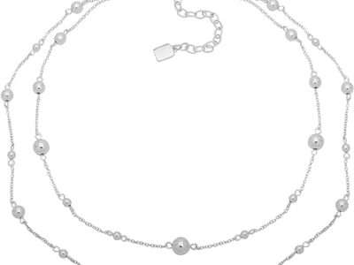 Chaps Women's Double Strand Bead Necklace, Silver