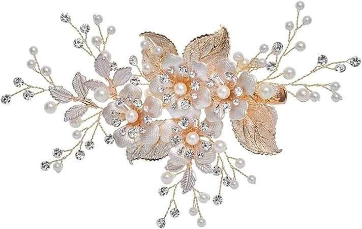 DCOT Trendy Flower Wedding Hair Accessories Pearl Rhinestone Hairpin Headdress Handmade Bridal Tiara Jewelry Woman Prom Hair