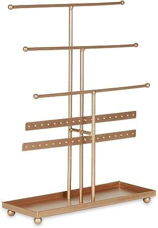 DII Accessory Organization Collection Jewelry Stand, 3 Tier Tower, Light Bronze