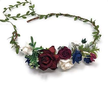 Daddasprincess Coral flower crown ivory wedding headpiece adult Fall bridal headband halo floral hair wreath (Coral)
