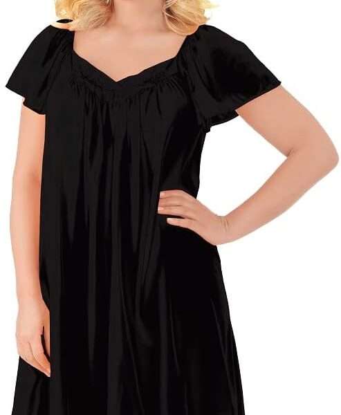 Exquisite Form Women's 30109 Nylon Tricot Flutter Sleeve Short Knee Length Nightgown