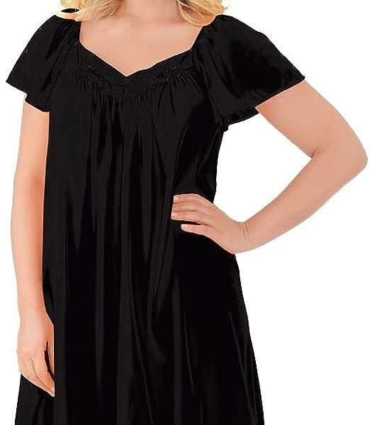 Exquisite Form Women's 30109 Nylon Tricot Flutter Sleeve Short Knee Length Nightgown