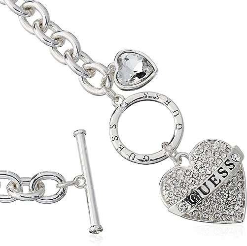 GUESS Women's Toggle Logo Charm Necklace, Silver, One Size
