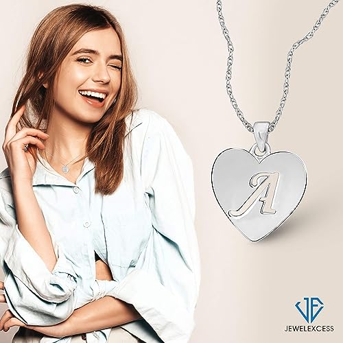 JEWELEXCESS Initial Letter Pendant Necklace for Women Customizable Sterling Silver & 14K Gold over Silver A to Z Alphabet Monogram Necklaces for Girls Personalized Jewelry Gift for Her