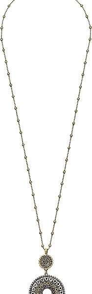 Lucky Brand Two Tone Tribal Pendant Necklace, 30 + 1.5 Extender