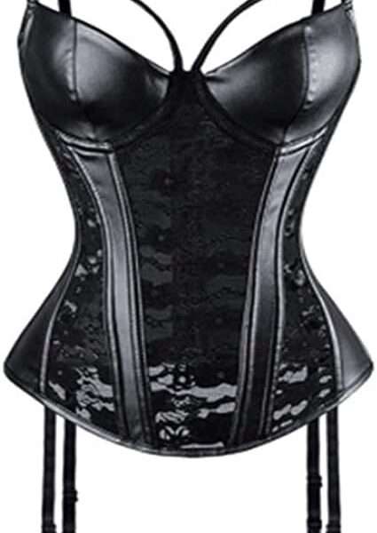 MGOFIFR Sexy Corset Lingeries Leather Suspender Padded Cup Plus Size Lace Bustier Night Club Wear Corselet (Color : D, Size : 4XL Code)