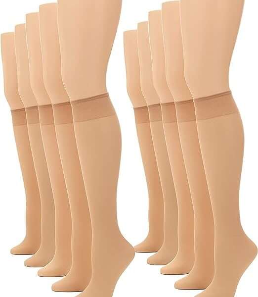 No nonsense Women's Sheer Knee High Value Pack with Comfort Top