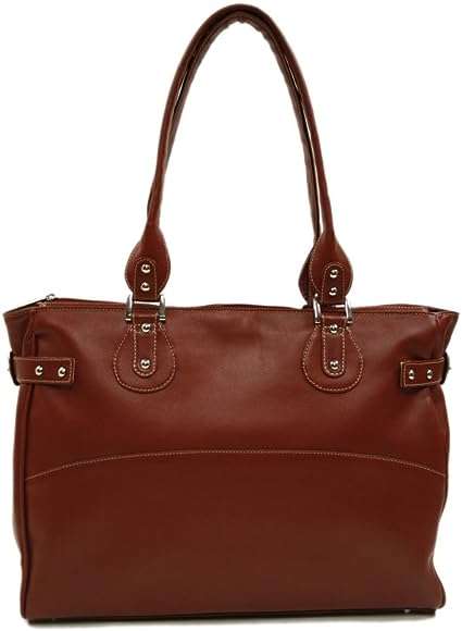 Piel Leather Large Ladies Side Strap Tote, Red, One Size