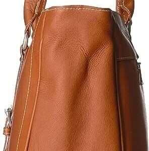 Piel Leather Shoulder Buckle Tote, Saddle, One Size