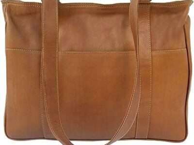 Piel Leather Small Shopping Bag, Saddle, One Size