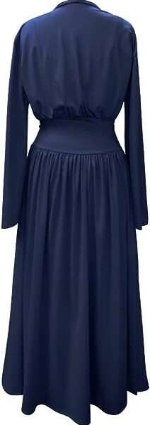 Sanctuarie Designs Plus Size Navy Retro 1940's Long Dressing Gown Robe Cotton Rayon wAttached Belt