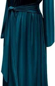 Sanctuarie Designs Plus Size Teal Blue Retro Robe in Cotton Rayon And Brushed Jersey With Attached Belt
